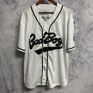 Bad Boy Biggie Jersey Mens XL 24.5x29.5 White Button Up Hip Hop Rap Baseball